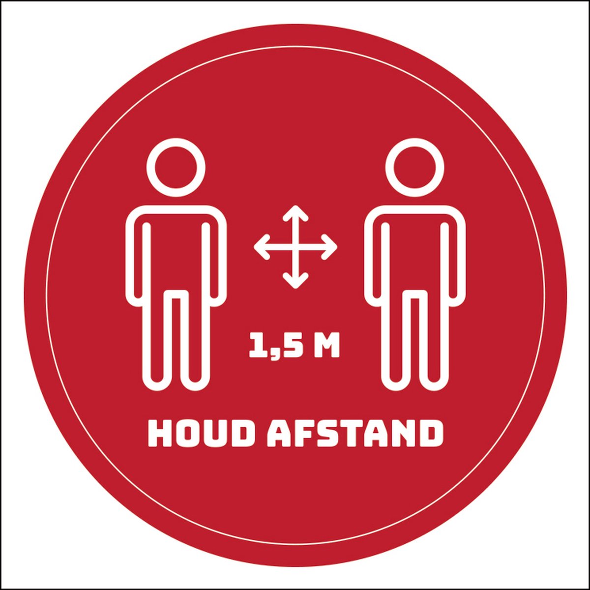 Corona Raamsticker | Houd 1,5 Meter Afstand Sticker | 30cm | Rood